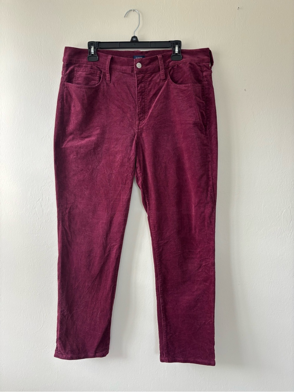 J Crew Corduroy Full Length Essential Straight Pant Size 33 Burgundy